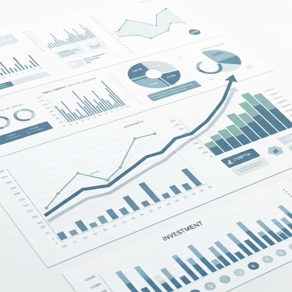 Investment charts and financial growth graphs